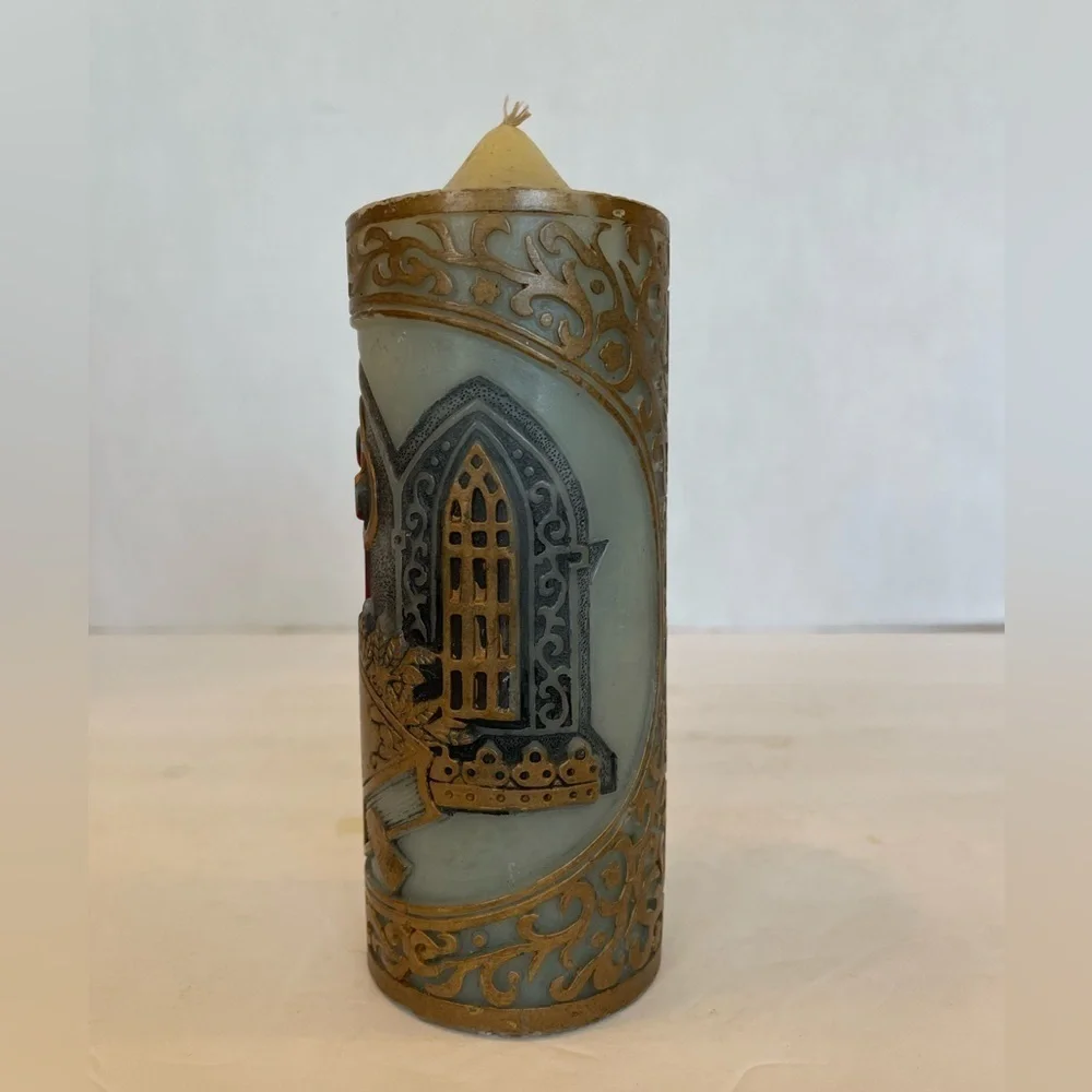 Vintage Holy Bible Hand Decorated Sculpted Candle Christmas Treasures